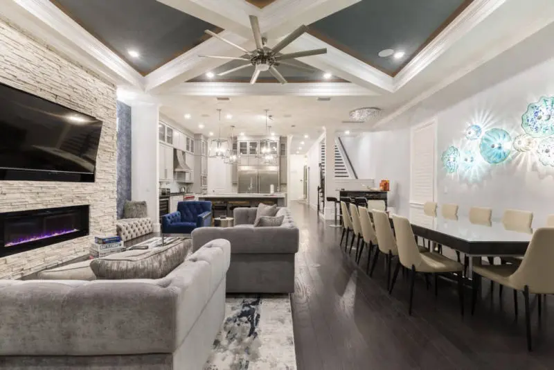 Reunion Resort rental condo master bath Reunion Resort rental villa big screen tv