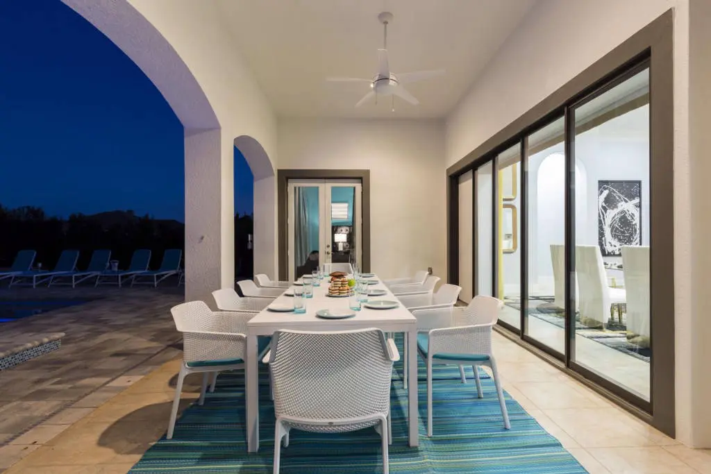 Reunion Resort rental villa living area Reunion Resort rental villa pool light